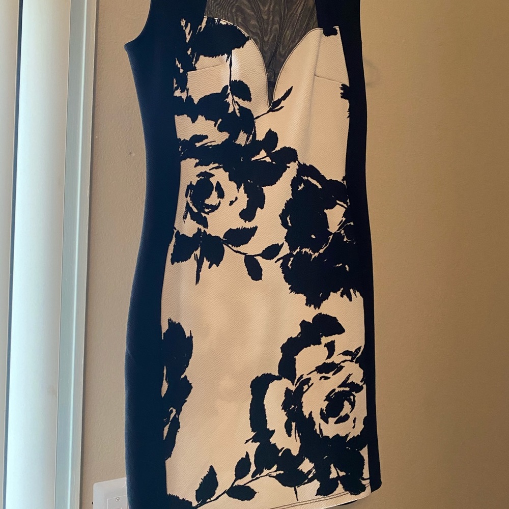 Black and white floral pattern dress